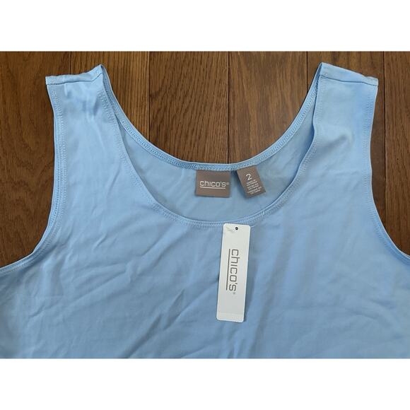 Chicos Light Coastal Blue Stretch Cami Tank Top Large Casual Classic NEW - Picture 4 of 7